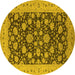 Round Oriental Yellow Industrial Rug, urb1679yw