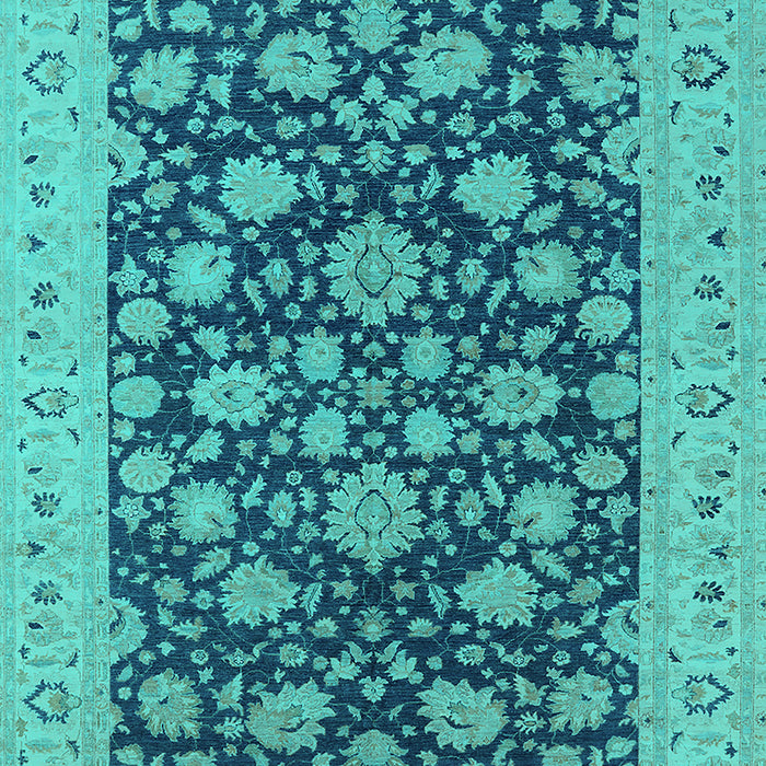 Machine Washable Oriental Turquoise Industrial Area Rugs, wshurb1679turq