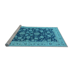 Sideview of Machine Washable Oriental Light Blue Industrial Rug, wshurb1679lblu