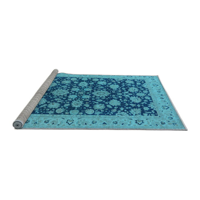 Sideview of Machine Washable Oriental Light Blue Industrial Rug, wshurb1679lblu