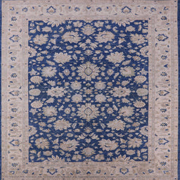 Square Mid-Century Modern Silver Pink Oriental Rug, urb1679