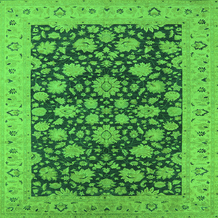 Square Oriental Green Industrial Rug, urb1679grn