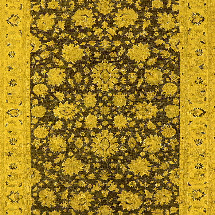 Machine Washable Oriental Yellow Industrial Rug, wshurb1679yw