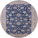 Round Mid-Century Modern Silver Pink Oriental Rug, urb1679