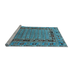 Sideview of Machine Washable Oriental Light Blue Industrial Rug, wshurb1680lblu