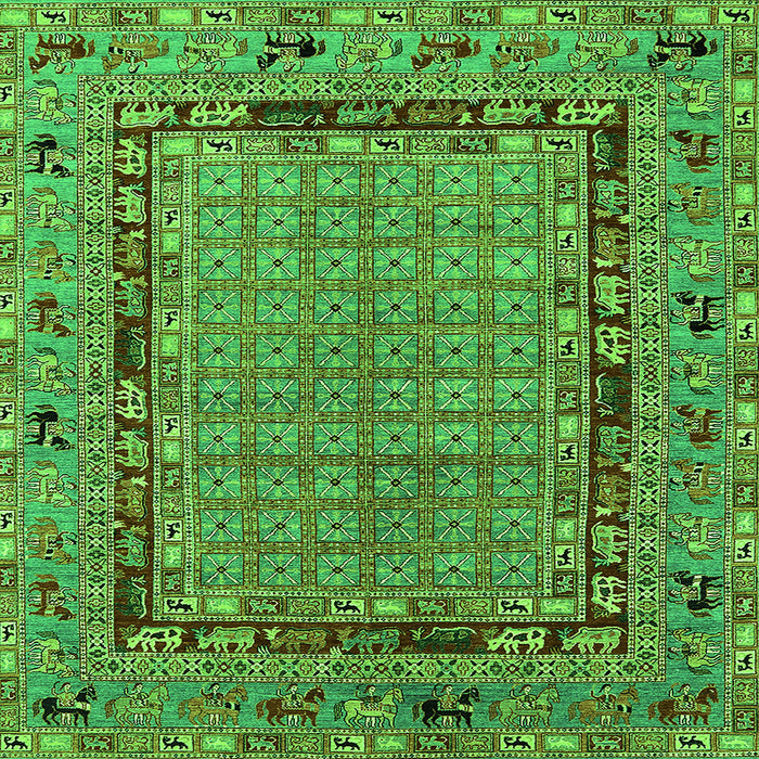 Square Oriental Green Industrial Rug, urb1680grn