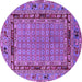 Round Machine Washable Oriental Purple Industrial Area Rugs, wshurb1680pur