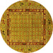 Round Oriental Yellow Industrial Rug, urb1680yw