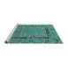 Sideview of Machine Washable Oriental Turquoise Industrial Area Rugs, wshurb1680turq