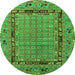 Round Oriental Green Industrial Rug, urb1680grn