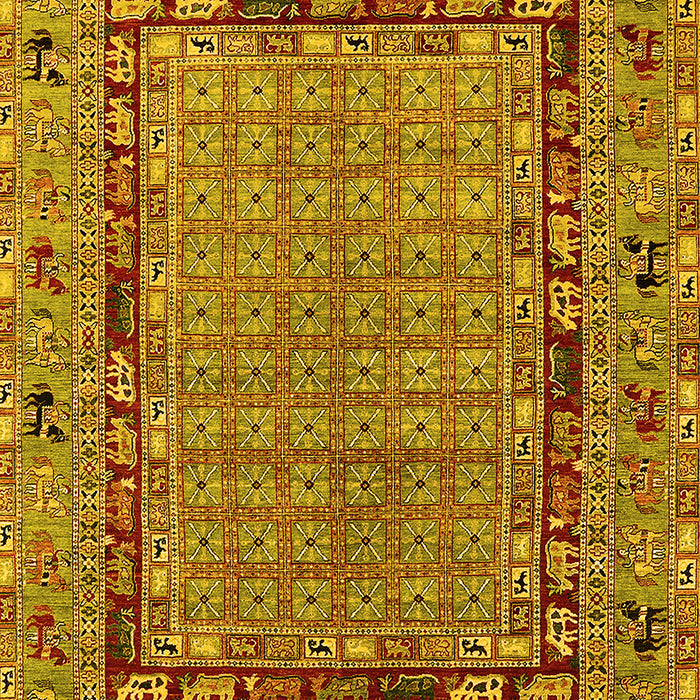 Machine Washable Oriental Yellow Industrial Rug, wshurb1680yw