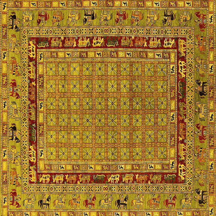 Square Oriental Yellow Industrial Rug, urb1680yw