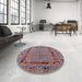 Round Machine Washable Industrial Modern Dark Gray Rug in a Office, wshurb1680