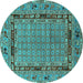 Round Oriental Turquoise Industrial Rug, urb1680turq