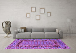Machine Washable Oriental Purple Industrial Area Rugs in a Living Room, wshurb1680pur