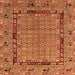 Square Machine Washable Oriental Orange Industrial Area Rugs, wshurb1680org