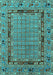 Machine Washable Oriental Turquoise Industrial Area Rugs, wshurb1680turq