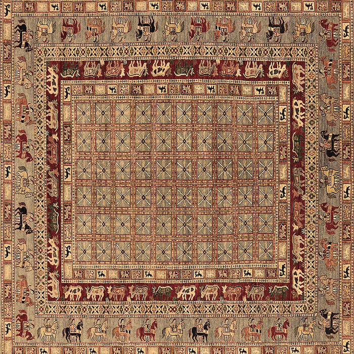Square Oriental Brown Industrial Rug, urb1680brn