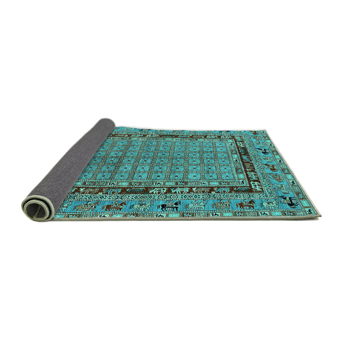 Sideview of Oriental Turquoise Industrial Rug, urb1680turq