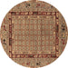 Round Oriental Brown Industrial Rug, urb1680brn