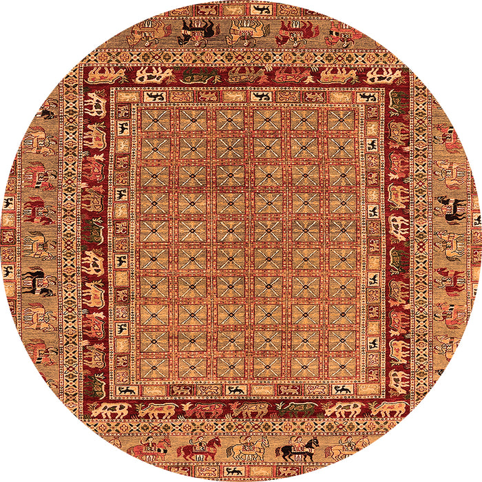 Round Oriental Orange Industrial Rug, urb1680org