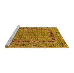 Sideview of Machine Washable Oriental Yellow Industrial Rug, wshurb1680yw