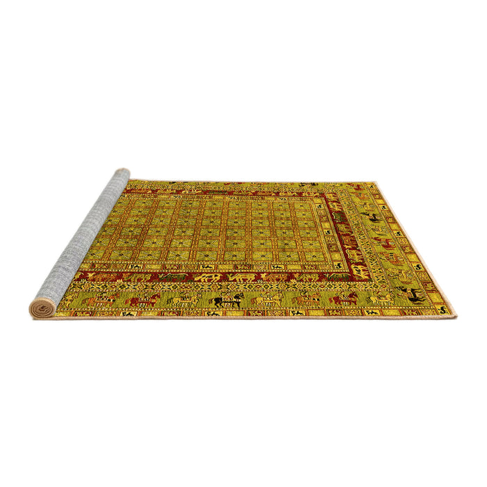 Sideview of Machine Washable Oriental Yellow Industrial Rug, wshurb1680yw
