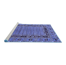 Sideview of Machine Washable Oriental Blue Industrial Rug, wshurb1680blu