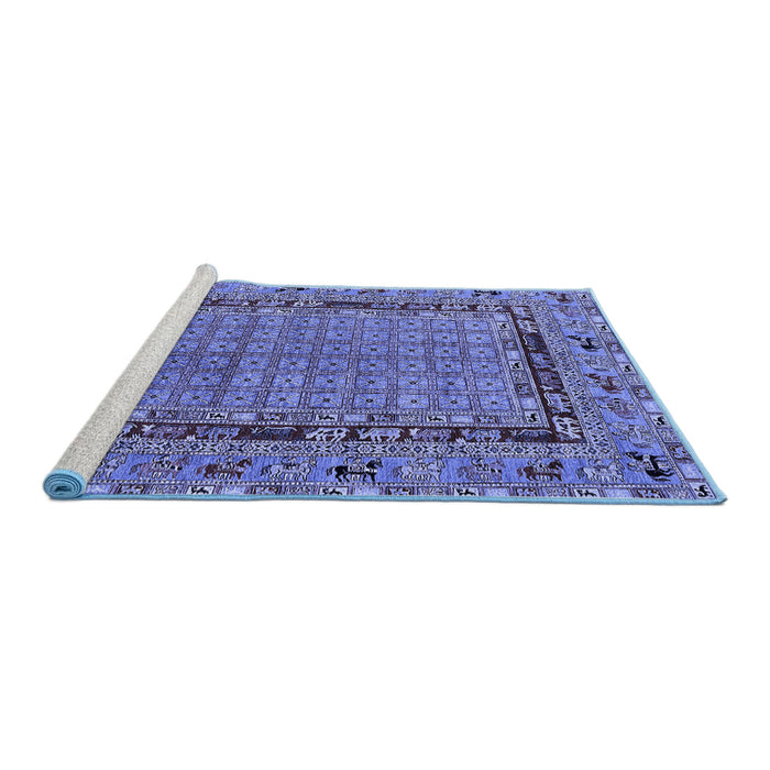 Sideview of Machine Washable Oriental Blue Industrial Rug, wshurb1680blu