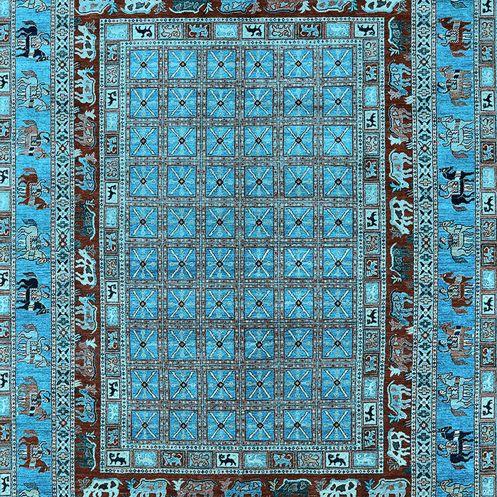 Machine Washable Oriental Light Blue Industrial Rug, wshurb1680lblu