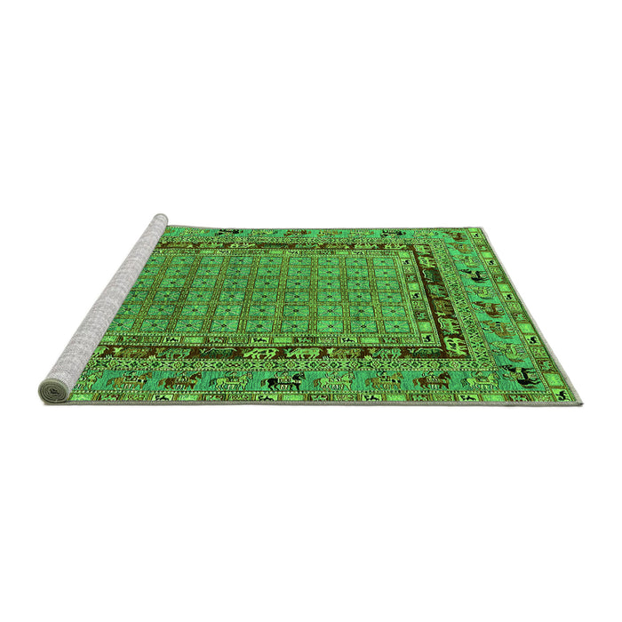 Sideview of Machine Washable Oriental Green Industrial Area Rugs, wshurb1680grn