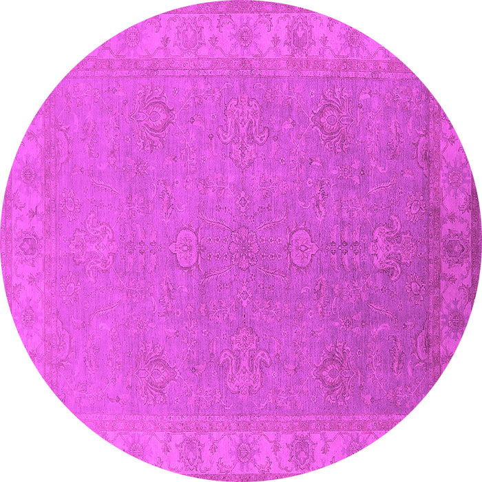 Round Machine Washable Oriental Pink Industrial Rug, wshurb1681pnk