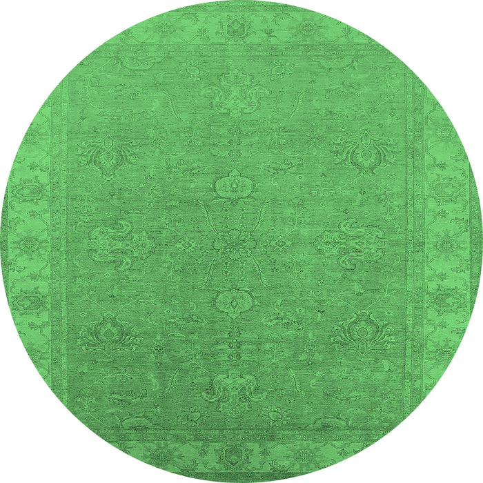 Round Oriental Emerald Green Industrial Rug, urb1681emgrn