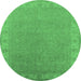 Round Oriental Emerald Green Industrial Rug, urb1681emgrn