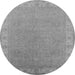 Round Oriental Gray Industrial Rug, urb1681gry