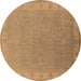 Round Machine Washable Oriental Brown Industrial Rug, wshurb1681brn