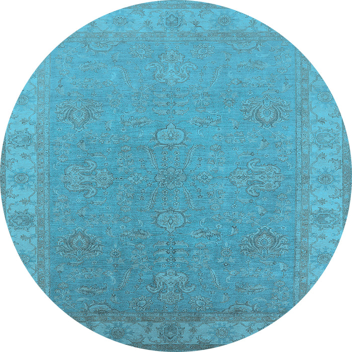 Round Oriental Light Blue Industrial Rug, urb1681lblu