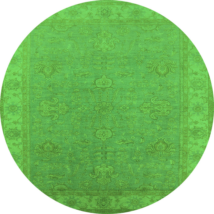 Round Oriental Green Industrial Rug, urb1681grn