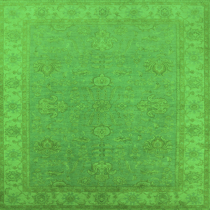 Square Machine Washable Oriental Green Industrial Area Rugs, wshurb1681grn