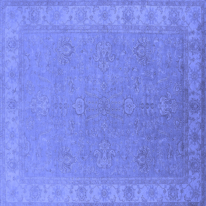 Square Machine Washable Oriental Blue Industrial Rug, wshurb1681blu