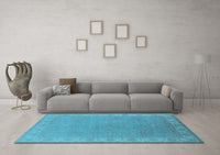 Machine Washable Oriental Light Blue Industrial Rug, wshurb1681lblu