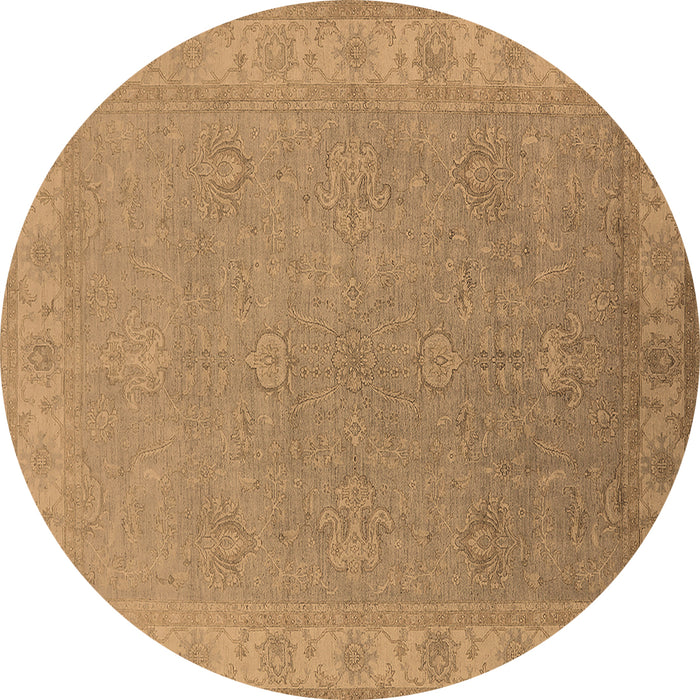 Round Oriental Brown Industrial Rug, urb1681brn