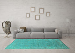 Machine Washable Oriental Turquoise Industrial Area Rugs in a Living Room,, wshurb1681turq