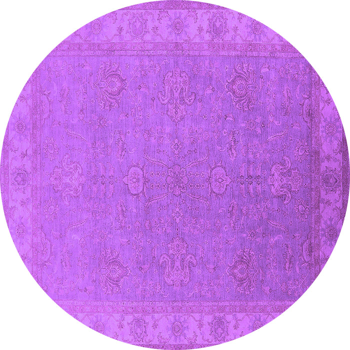 Round Machine Washable Oriental Purple Industrial Area Rugs, wshurb1681pur