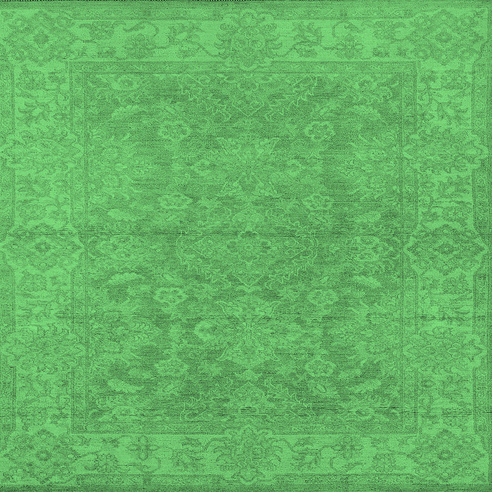 Square Machine Washable Oriental Emerald Green Industrial Area Rugs, wshurb1682emgrn