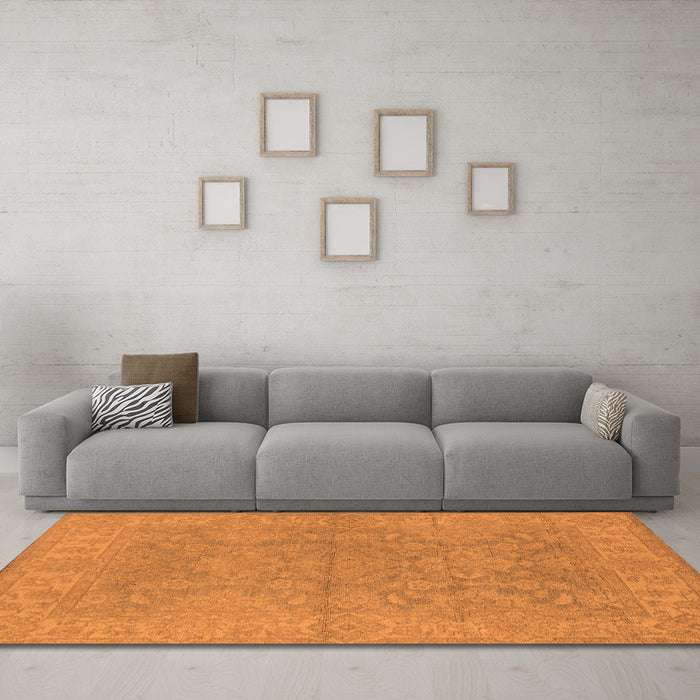 Machine Washable Oriental Orange Industrial Area Rugs in a Living Room, wshurb1682org