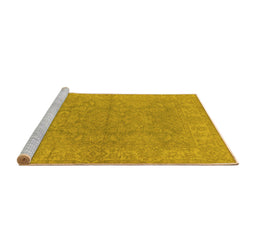 Sideview of Machine Washable Oriental Yellow Industrial Rug, wshurb1682yw