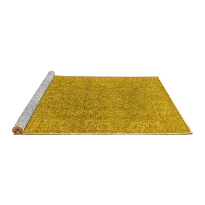 Sideview of Machine Washable Oriental Yellow Industrial Rug, wshurb1682yw