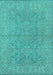 Machine Washable Oriental Turquoise Industrial Area Rugs, wshurb1682turq