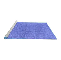 Sideview of Machine Washable Oriental Blue Industrial Rug, wshurb1682blu
